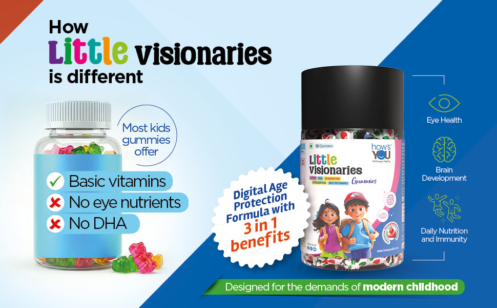 Little Visionaries | Eye + Brain + Daily Nutrition for Kids | Lutein, DHA, Zeaxanthin, Astaxanthin and Multivitamins