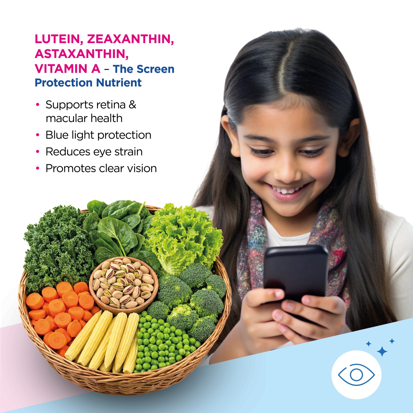 Little Visionaries | Eye + Brain + Daily Nutrition for (2-15 Years) Kids | Lutein, DHA, Zeaxanthin, Astaxanthin and Multivitamins
