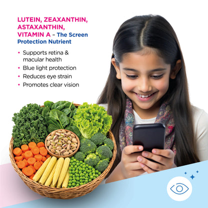 Little Visionaries | Eye + Brain + Daily Nutrition for (2-15 Years) Kids | Lutein, DHA, Zeaxanthin, Astaxanthin and Multivitamins